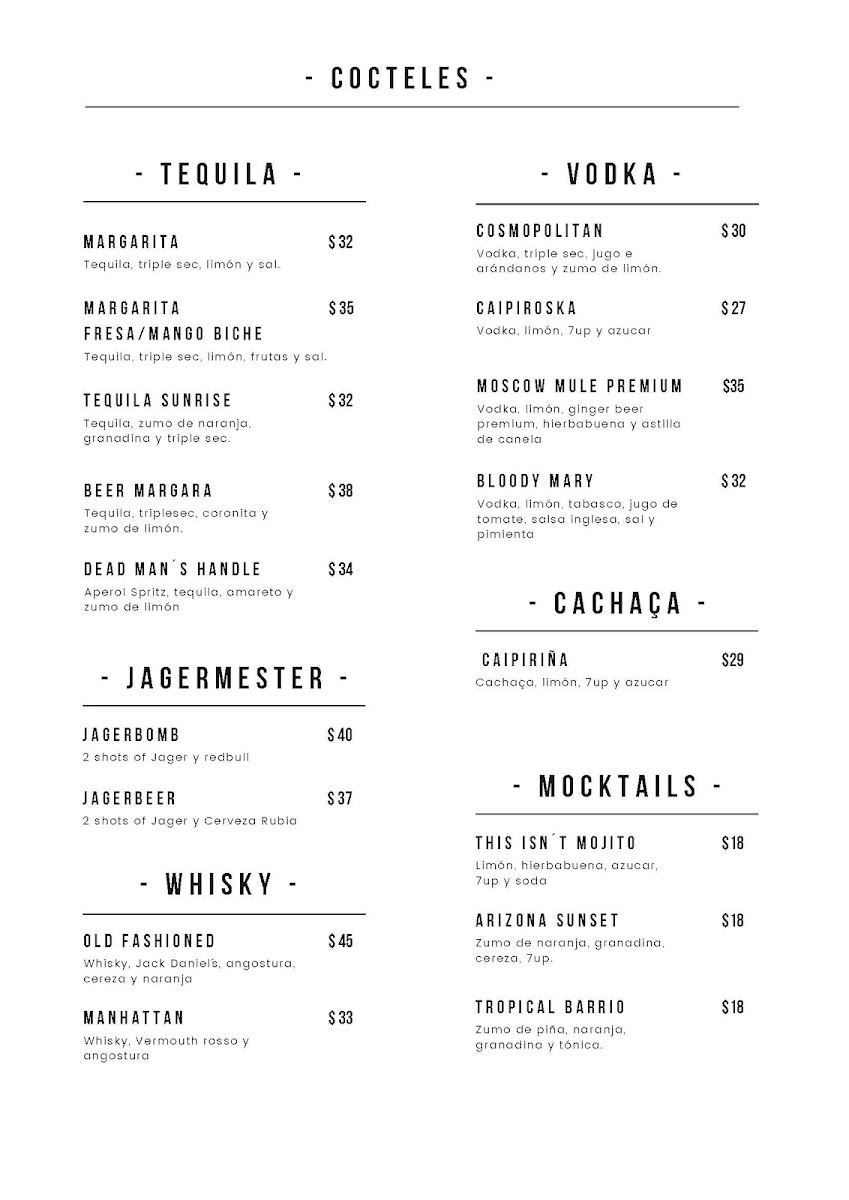 Barrio Sur Cafe Bar Menu - Image 2