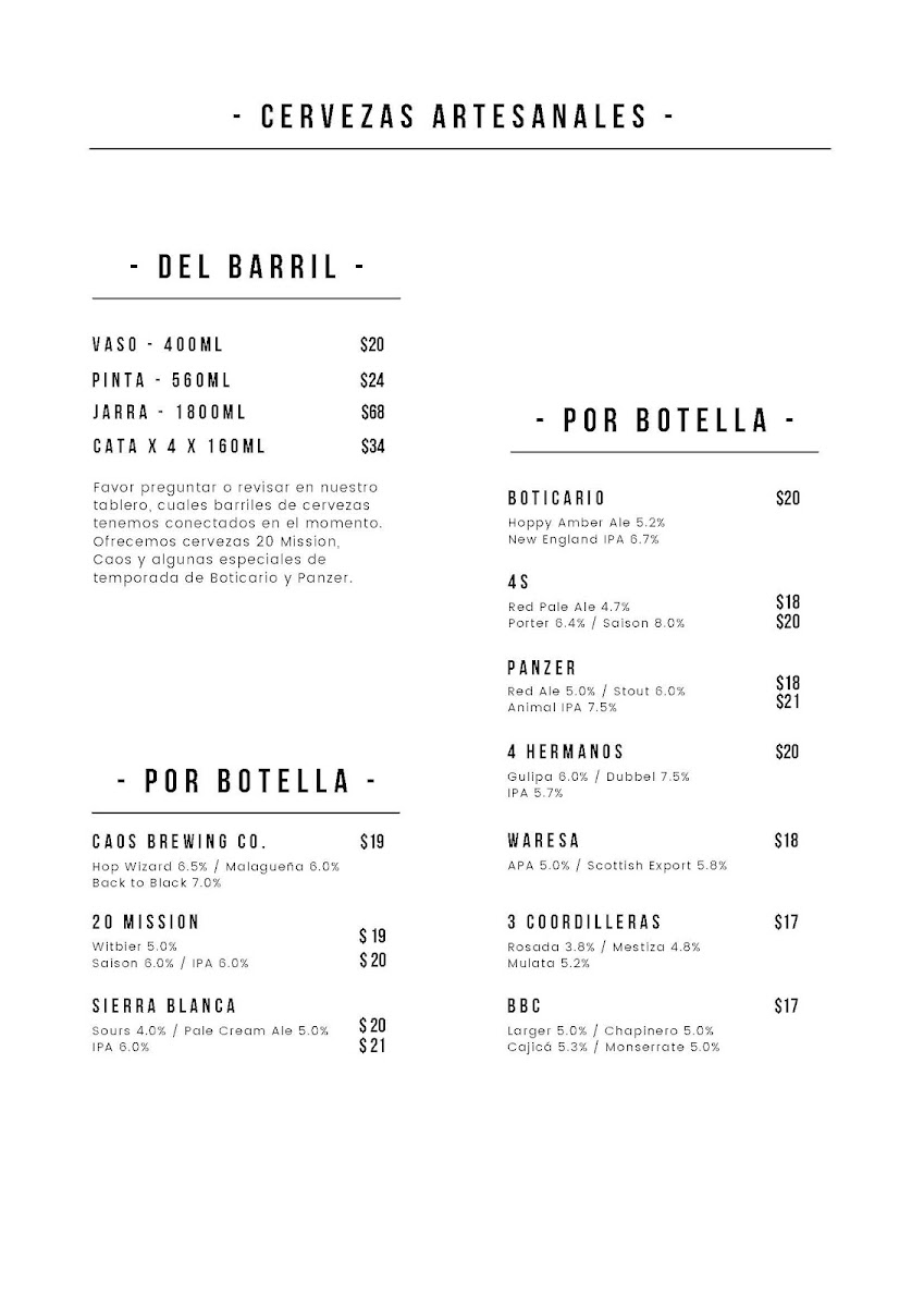 Barrio Sur Cafe Bar Menu - Image 5