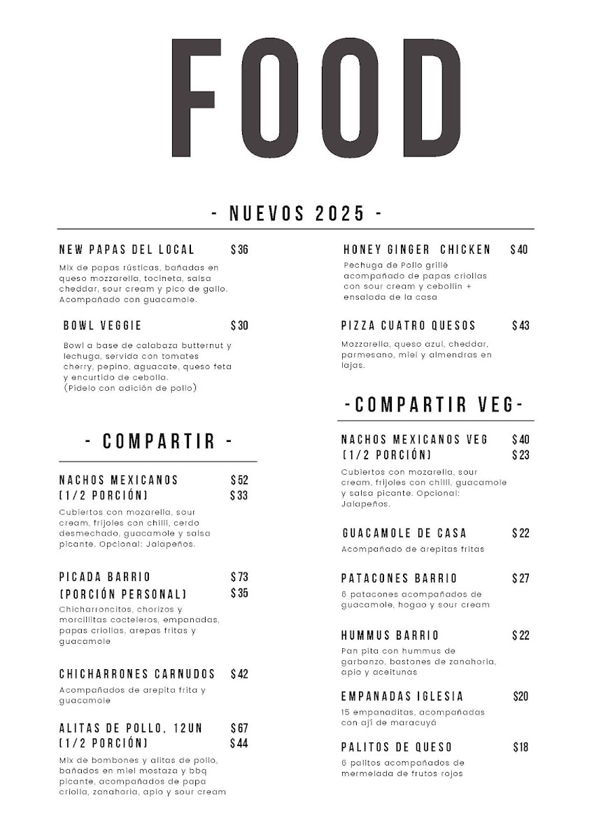 Barrio Sur Cafe Bar Menu - Image 6